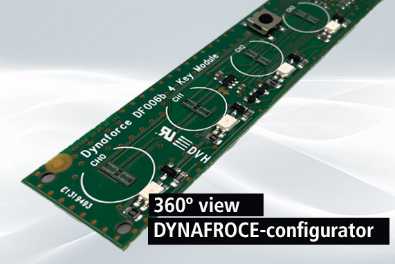 With our DYNAFORCE configurator, you can quickly and easily define up to 12 key positions on a virtual circuit board. It is also possible to place a LED per key.